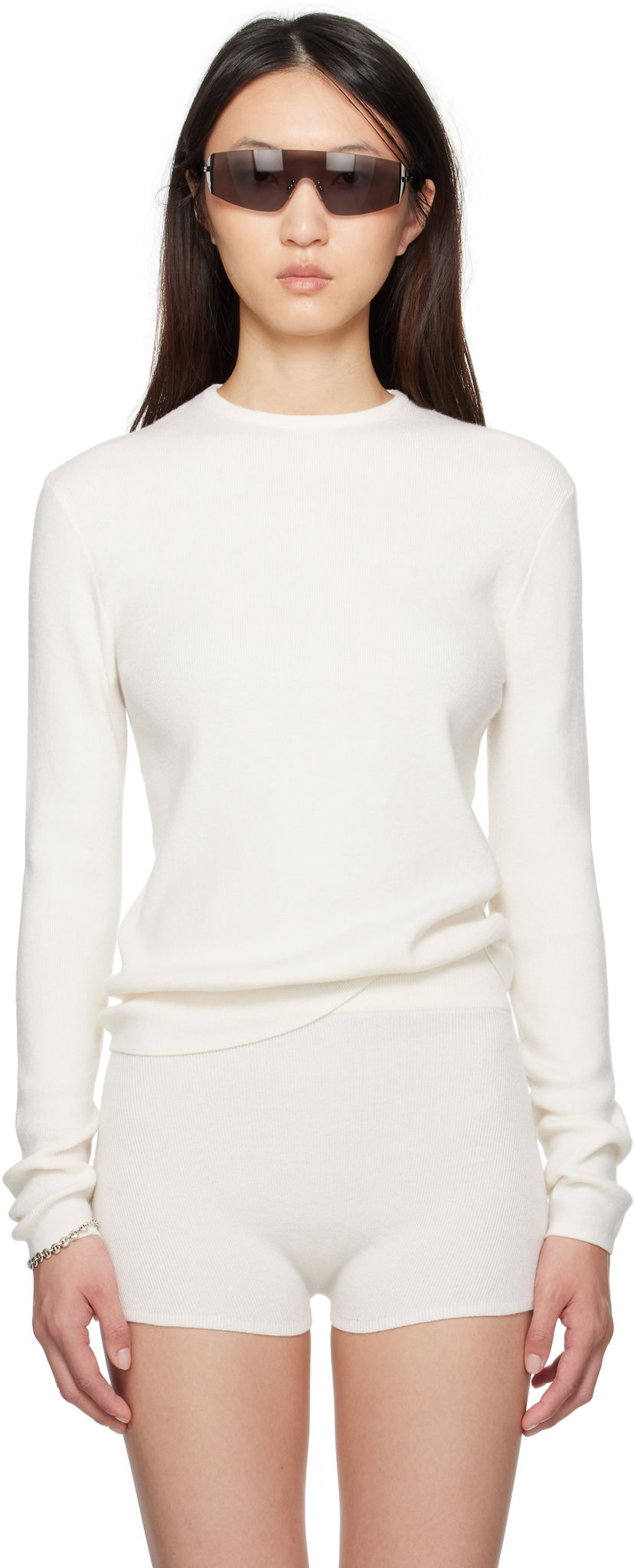 T-paita Fear of God Fear of God ESSENTIALS Soft Rib Long Sleeve T-Shirt Valkoinen | 192SP257804FW