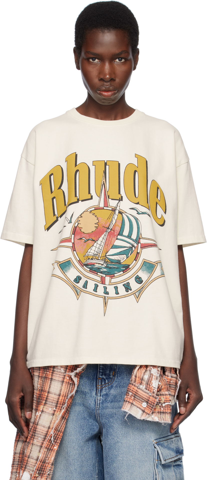 T-paita Rhude Rhude Sailing Graphic T-Shirt Valkoinen | RHSS25TT01012