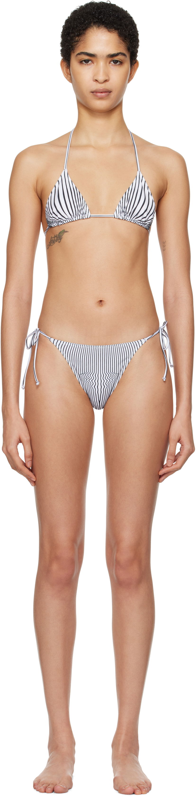 Uimapuvut Jean Paul Gaultier Gaultier 'The Pinstripe Body Morphing' Bikini Bottoms Valkoinen | 25/33-F-BS021-J571-0100