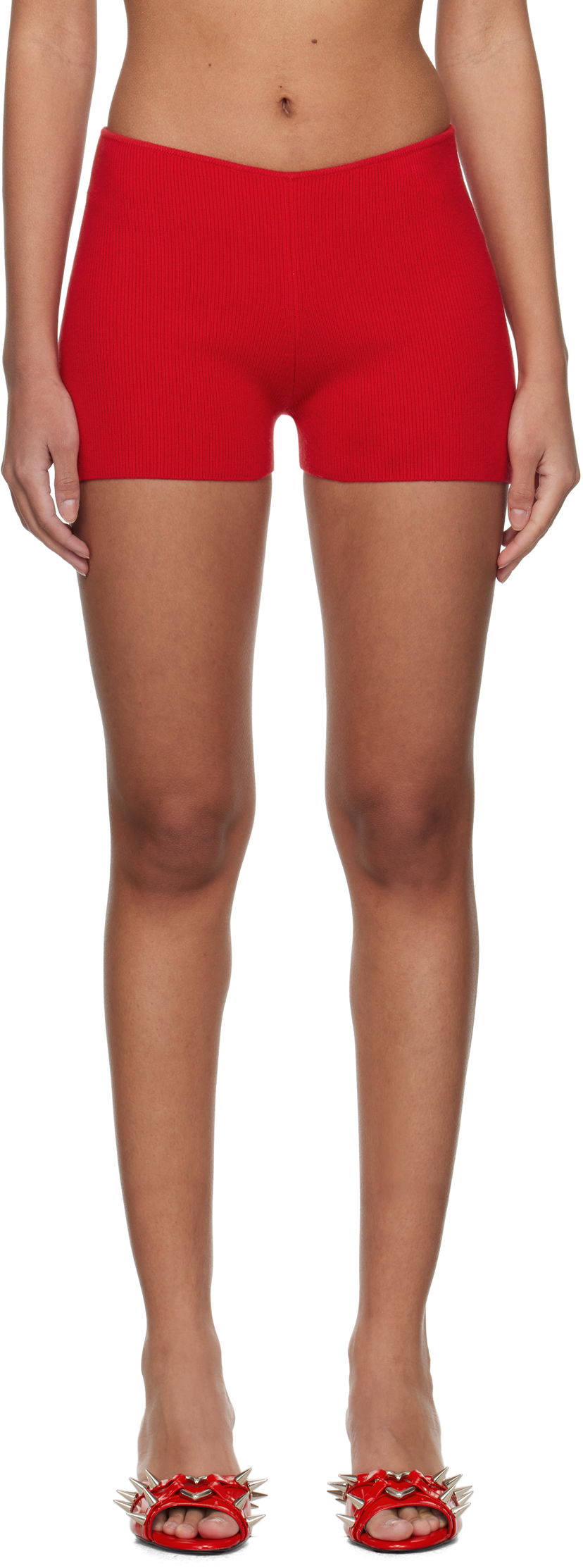 Shortsit GUIZIO Guizio Rib Knit Hot Shorts Punainen | R24604S011