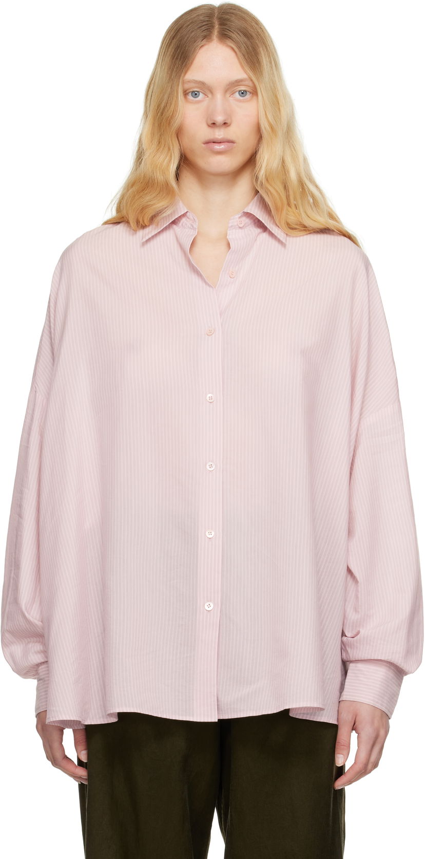 Paita Dries Van Noten Dries Van Noten Striped Cocoon Shirt Vaaleanpunainen | 251-010700-1524