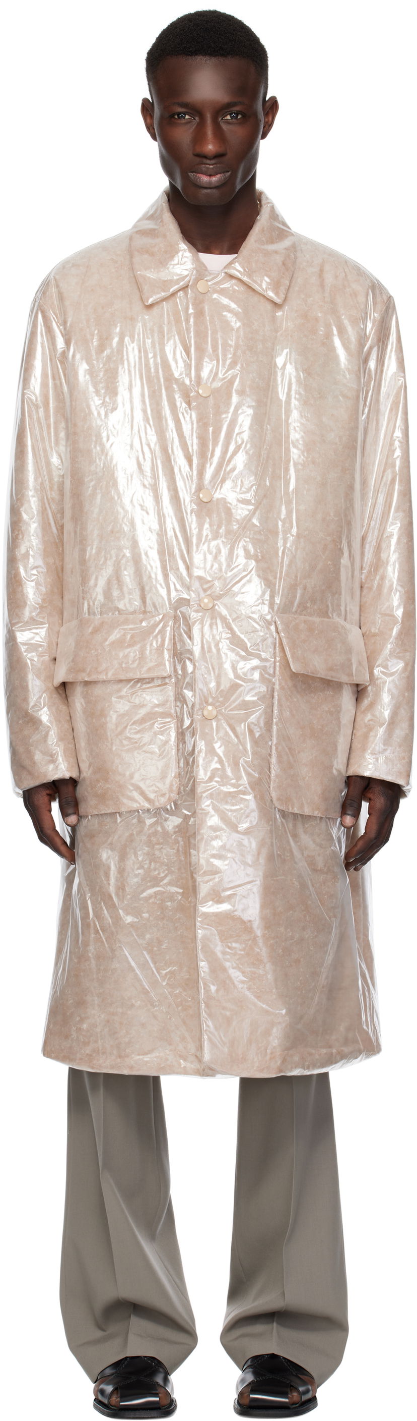 Sadetakki Dries Van Noten Dries Van Noten Loose Fit Mac Coat Beige | 251-020222-1257
