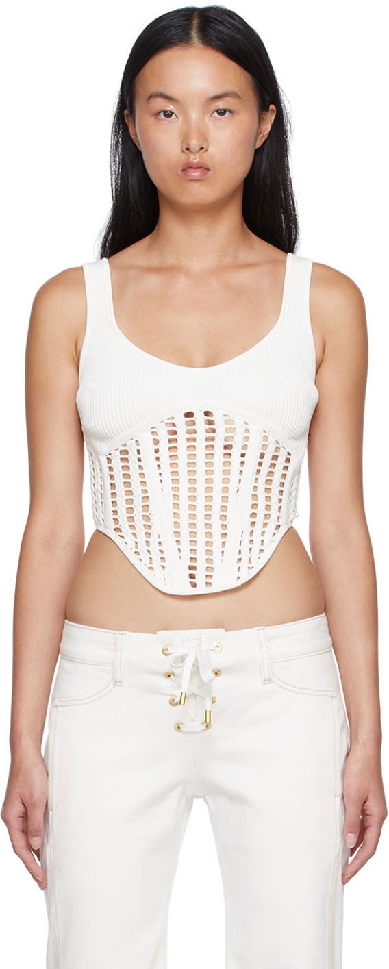 Tankkitoppi Dion Lee Recycled Viscose Tank Top with Lace Up Valkoinen | A7568S22