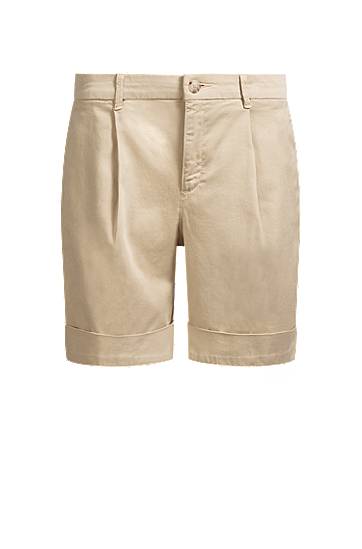 Shortsit BOSS Relaxed Fit High-Rise Stretch Cotton Shorts Beige | 50511957