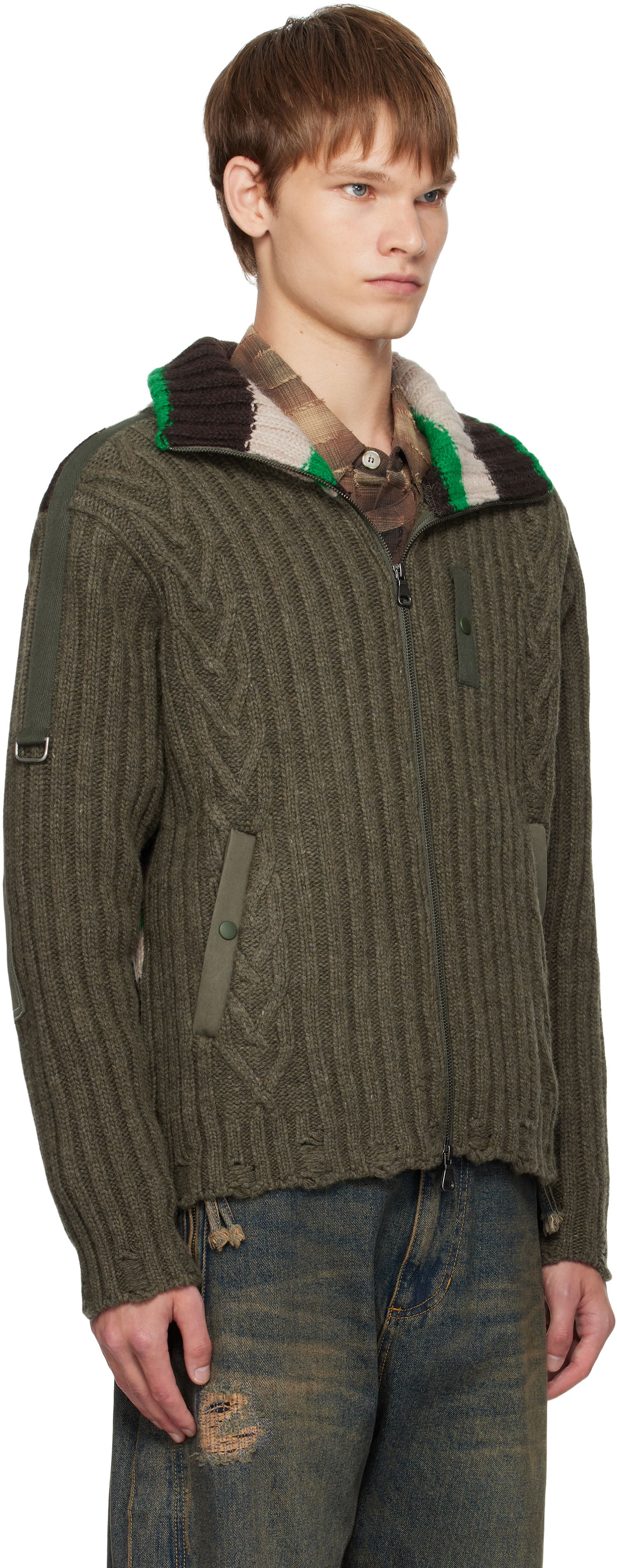 Villapaita Andersson Bell Andersson Bell Stripe High-Neck Zip-Up Sweater Vihreä | atb1344m, 1