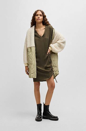 Mekko BOSS Midi Dress with Drawcord Vihreä | 50524225, 1