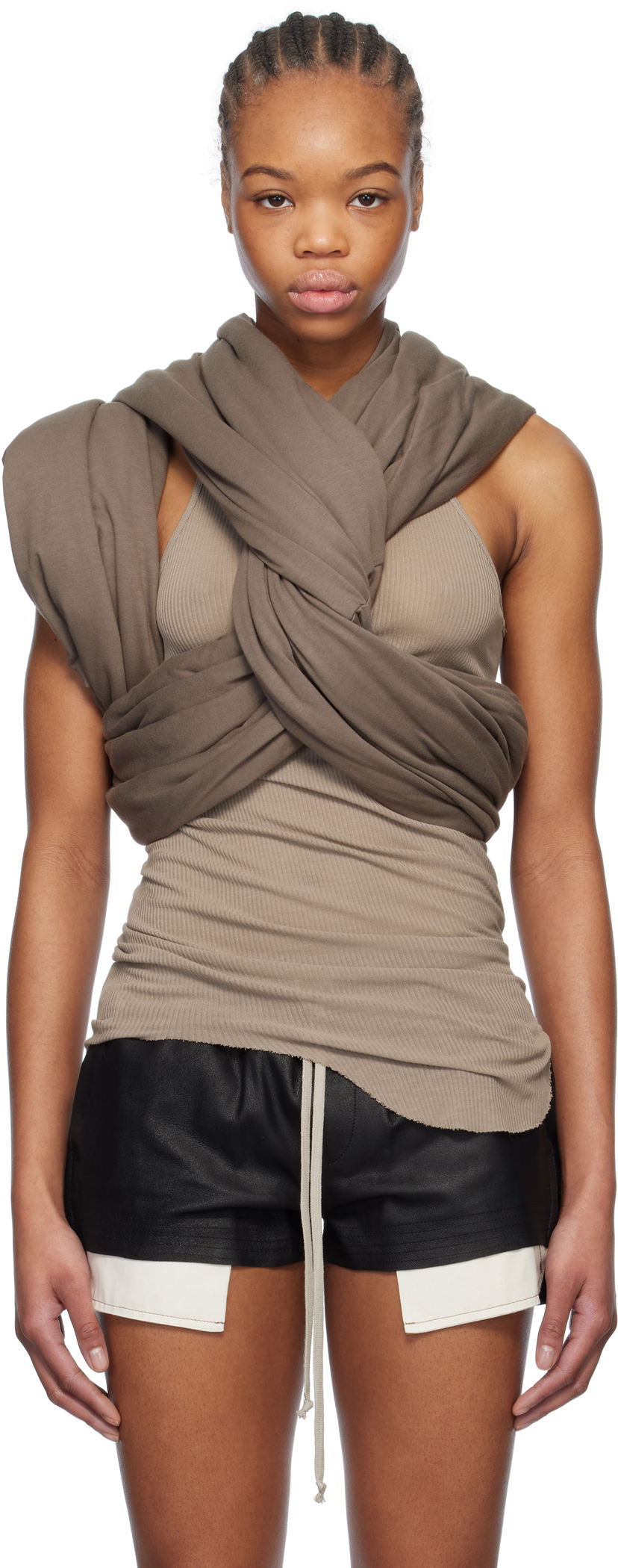 Tankkitoppi Rick Owens Rick Owens Hollywood Triple Donut Top Beige | RP01E7432 JA