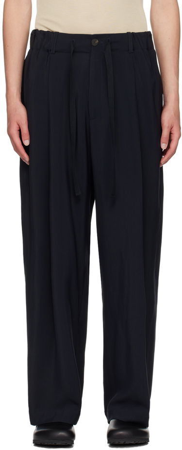 Housut Studio Nicholson Studio Nicholson Noam Pleated Trousers Tummansininen | NOAM SNM - 1186, 0