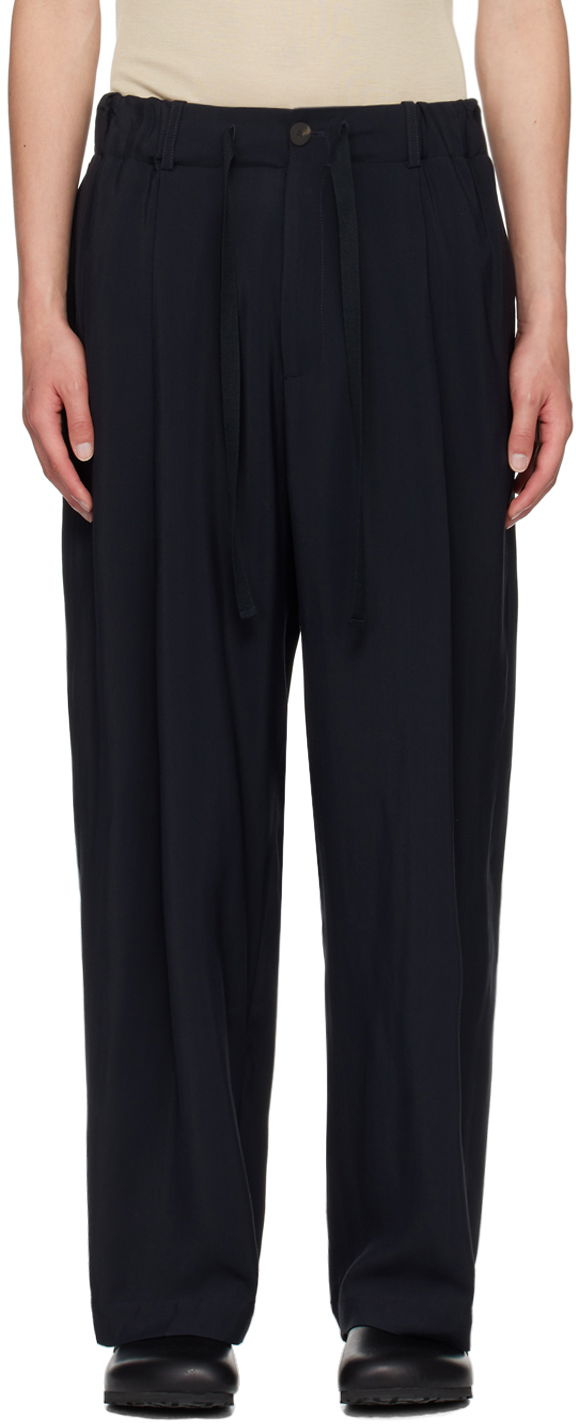 Housut Studio Nicholson Studio Nicholson Noam Pleated Trousers Tummansininen | NOAM SNM - 1186