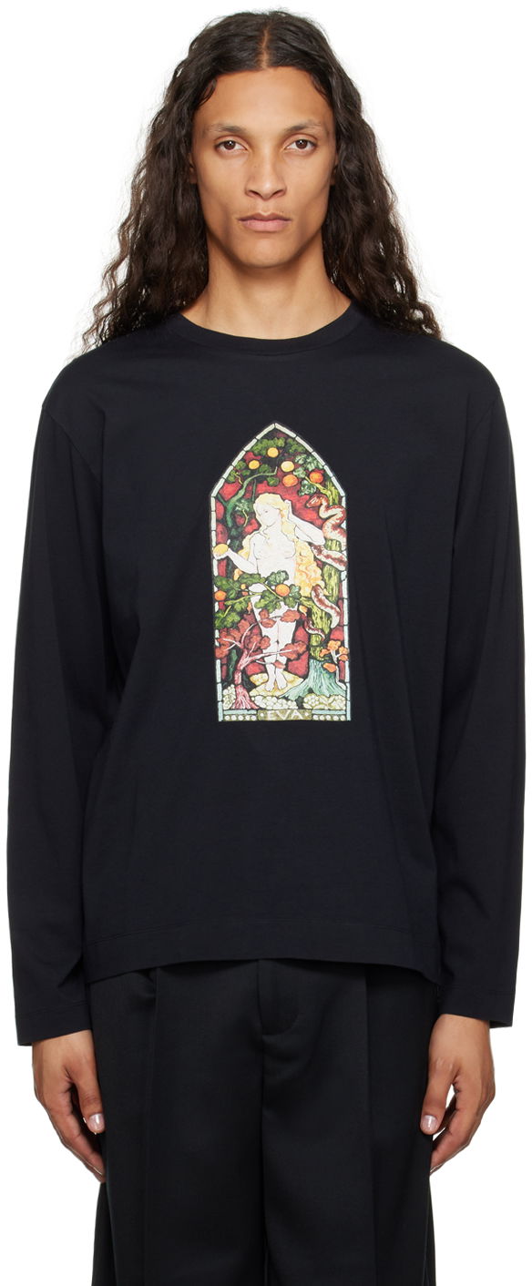 T-paita Simone Rocha Simone Rocha Stained Glass Woman Long Sleeve T-Shirt Musta | 5194P30-M 0569