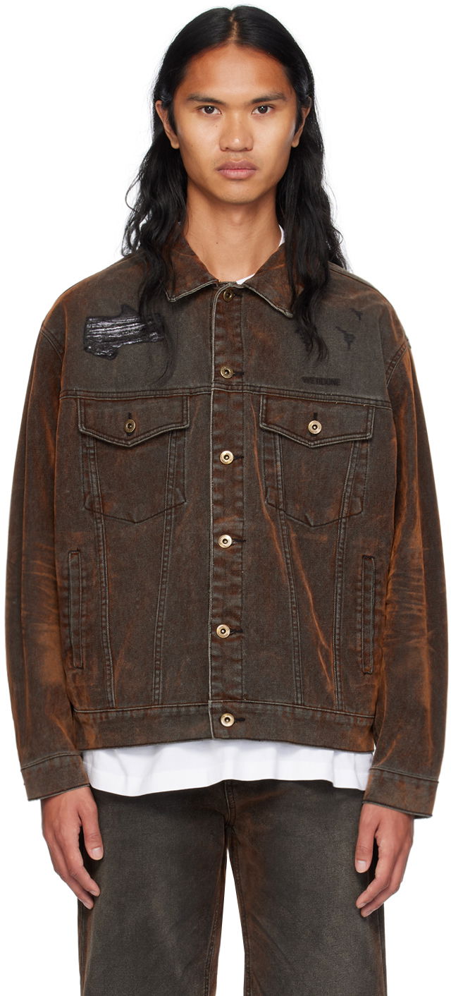 Takki We11done We11done Distressed Denim Jacket Ruskea | WD-DJ2-24-399-M-BK