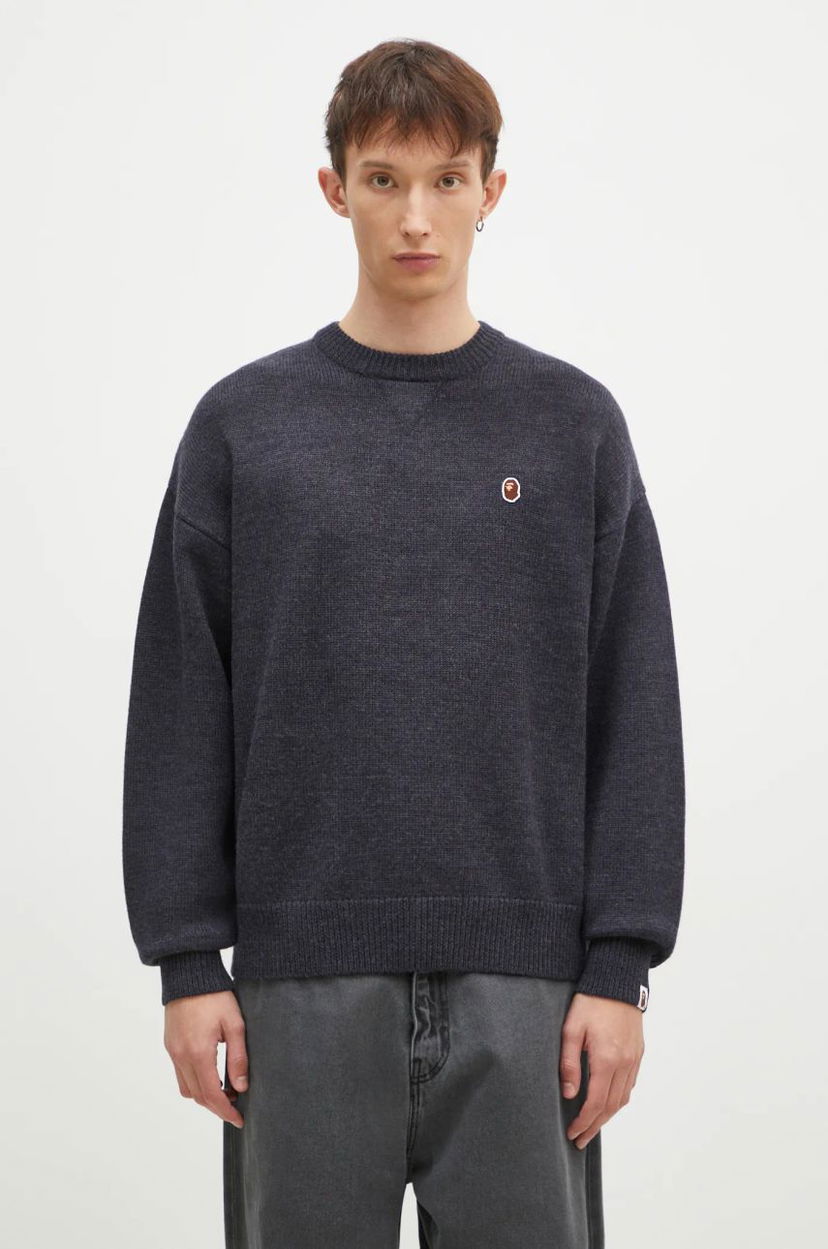 Villapaita BAPE One Point Logo Knit Sweater Sininen | 1K80120305