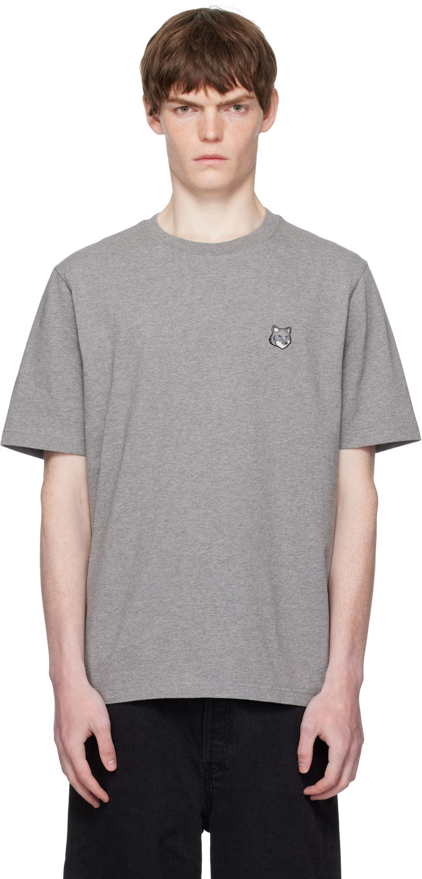 T-paita MAISON KITSUNÉ Maison Kitsuné Fox Head Patch Comfort T-Shirt Harmaa | PM00108KJ7025