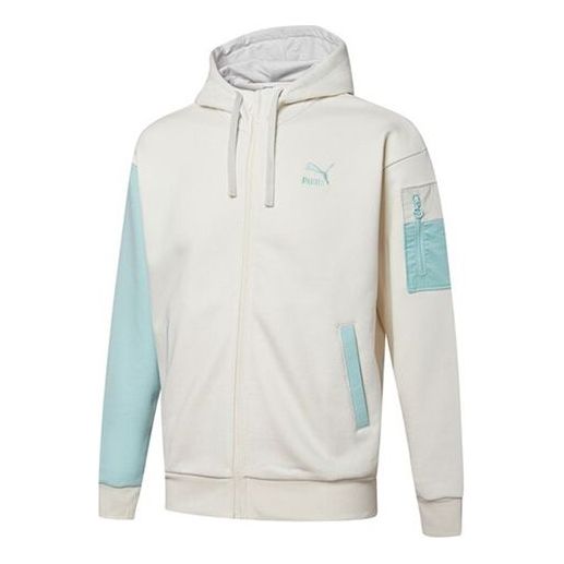 Huppari Puma Retro Colorblock Knit Hooded Jacket Valkoinen | 534813-93, 0