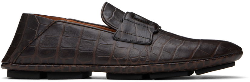 Vaatteet Dolce & Gabbana Dolce&Gabbana Calfskin Driver Loafers Ruskea | A50583AA446