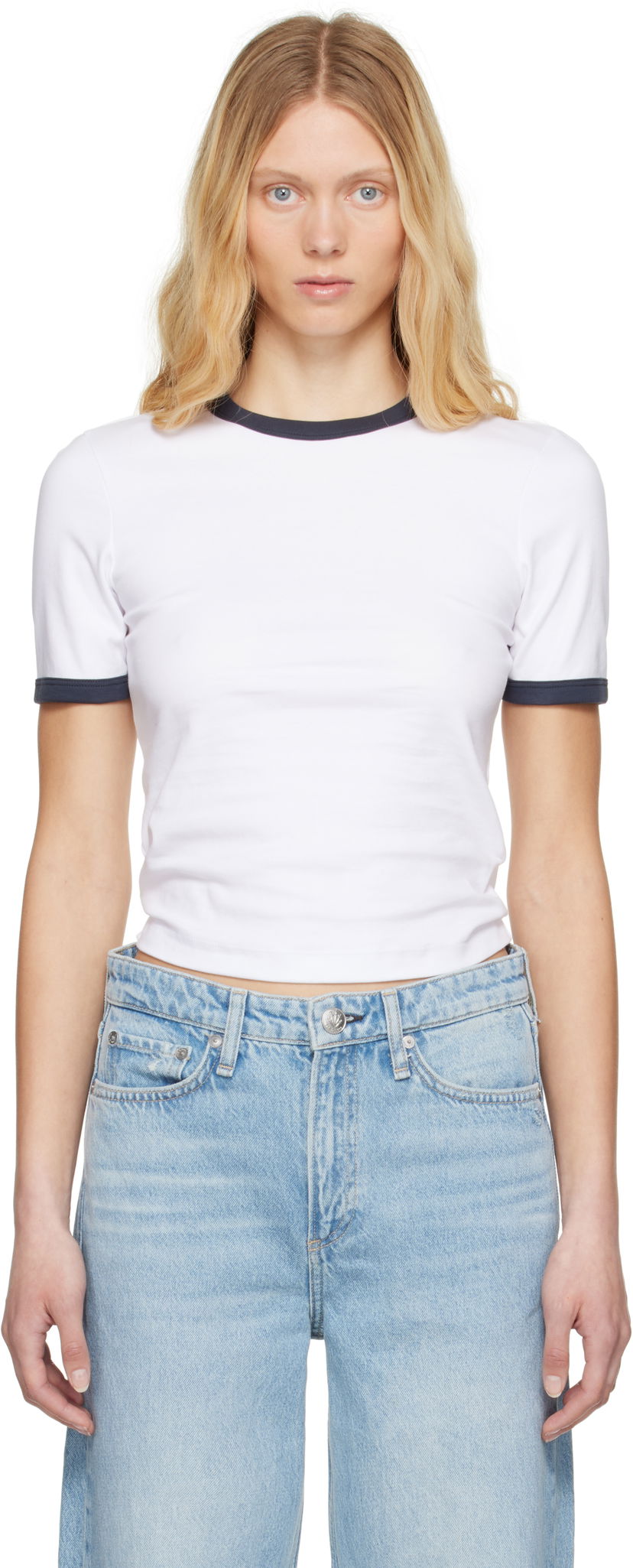 T-paita rag & bone Rag & Bone Mia Ringer T-Shirt Valkoinen | WCC25ST026W327