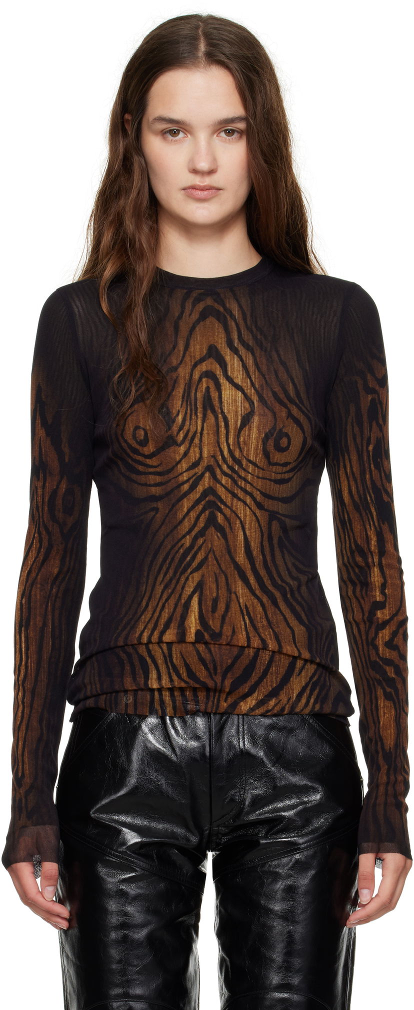 T-paita Jean Paul Gaultier Jean Paul Gaultier 'The Wood' Long Sleeve Ruskea | 25/03-W-TO335-M002P-0060