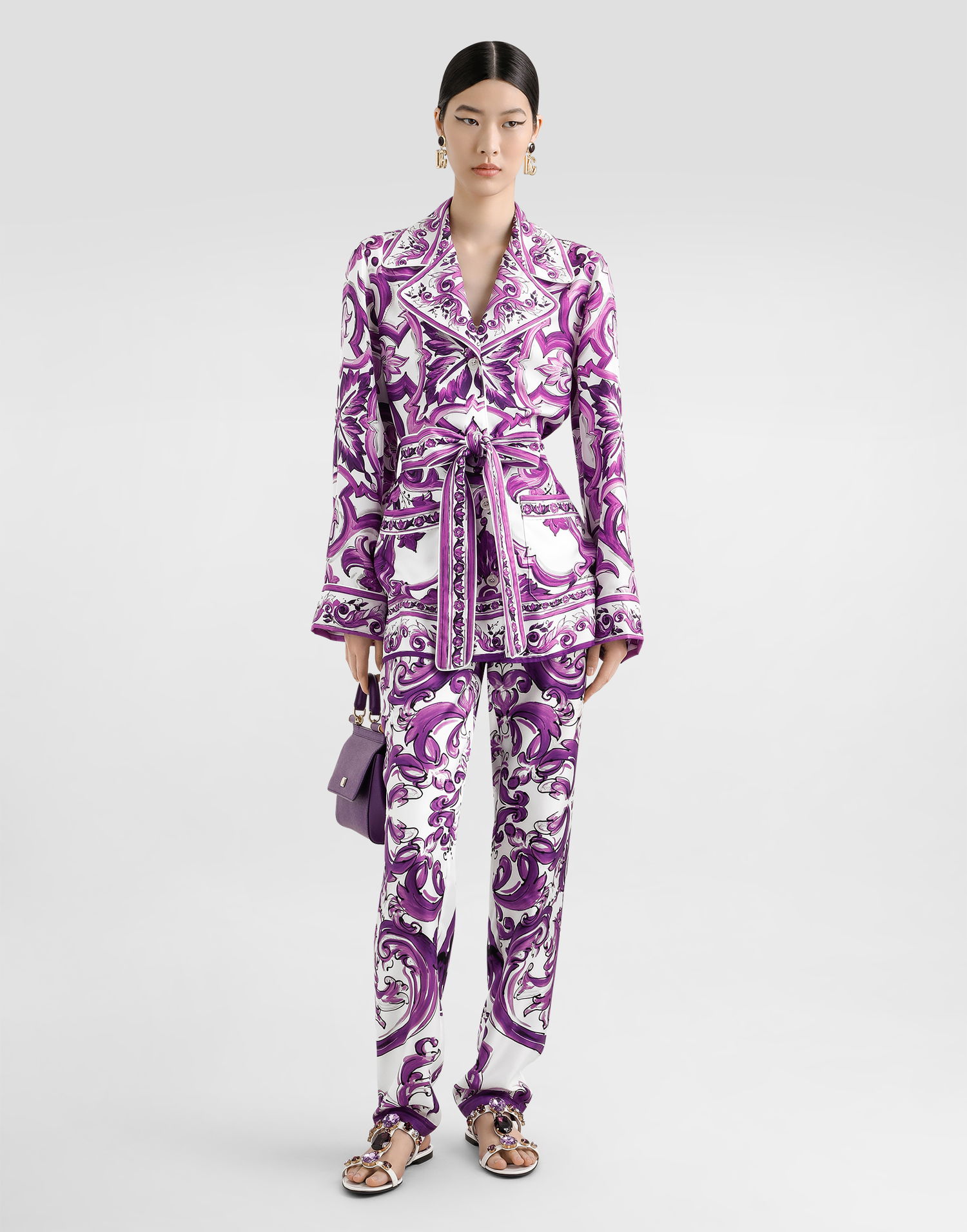 Takki Dolce & Gabbana Dolce & Gabbana Majolica-Print Twill Jacket Violetti | F5Q03THI1TKIP3TN, 1