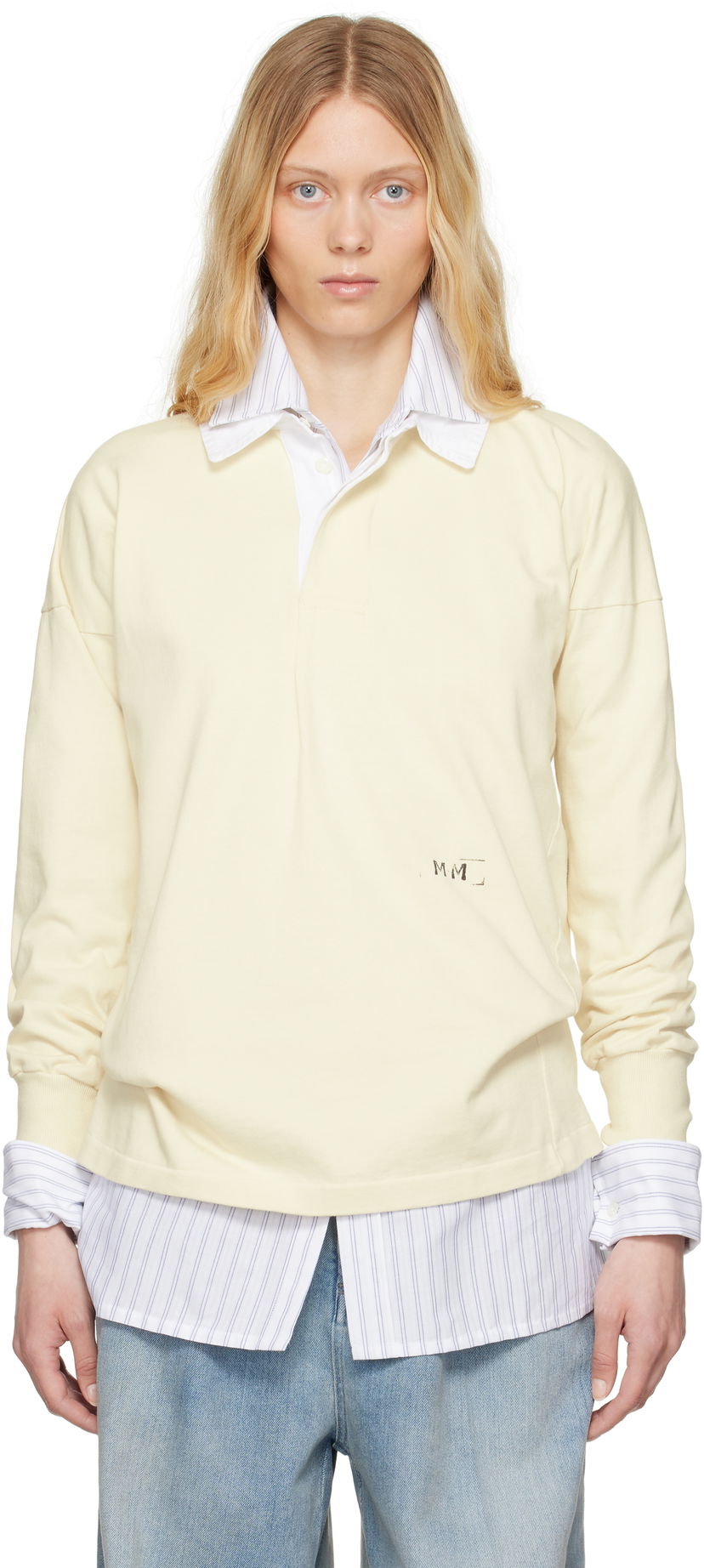 Poolopaita Maison Margiela Maison Margiela Printed Logo Long Sleeve Polo Keltainen | S51GL0056 M20096
