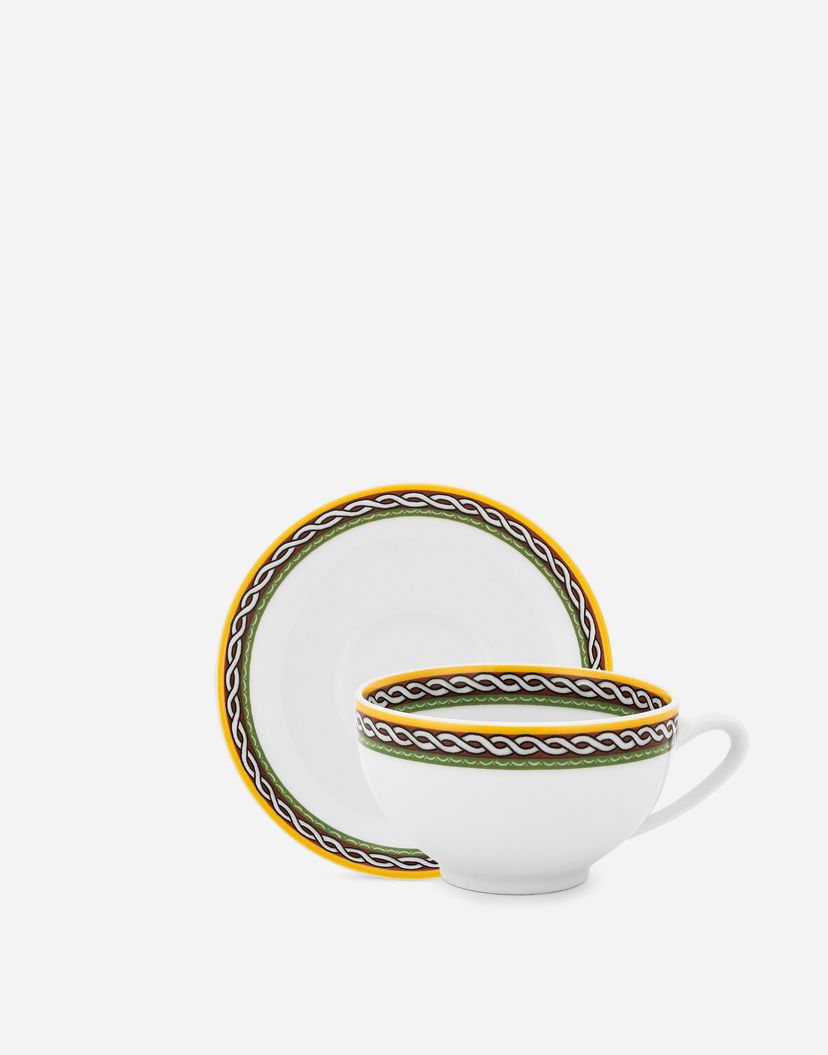 Kodin sisustus Dolce & Gabbana Porcelain Teacups With Saucers Set Valkoinen | TC0S13TCALIUC152