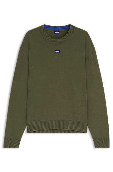 Villapaita BOSS Relaxed-fit sweater with logo badge Vihreä | 50543784