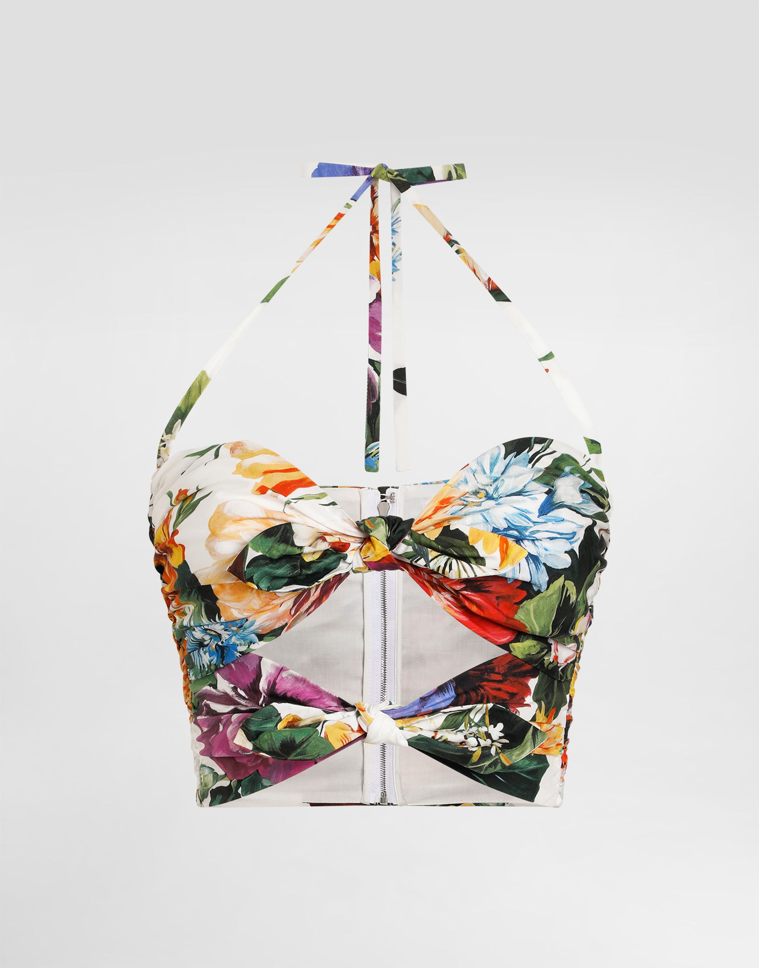 Crop top Dolce & Gabbana Dolce & Gabbana Flower Bouquet-Print Halter Poplin Crop Top Monivärinen | F7AZ5THS5TRHA5PC, 0