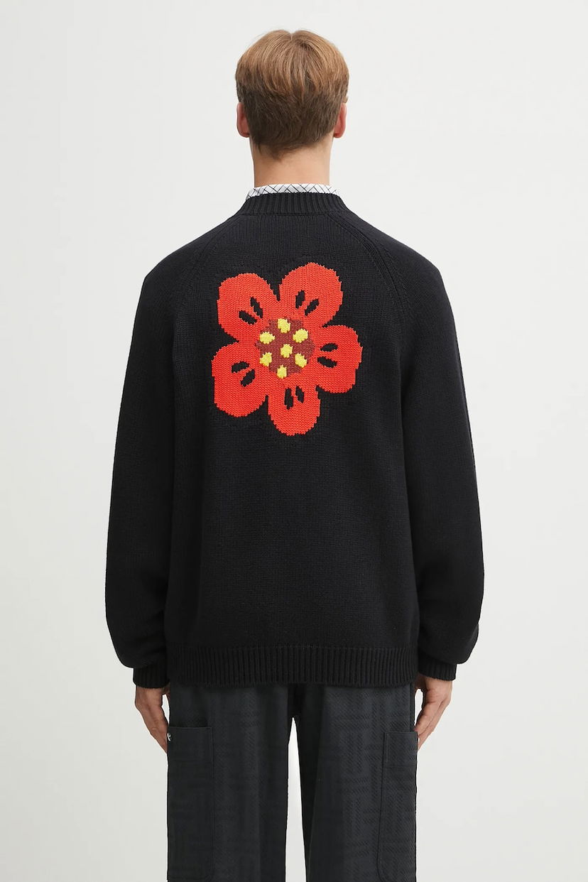 Villapaita KENZO Kenzo Wool Blend Cardigan with Flower Design Musta | FF65CA7443LA