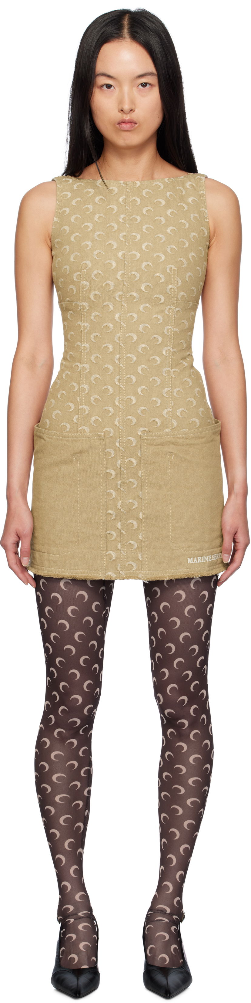 Mekko Marine Serre Jacquard Twill Minidress Beige | WDR292A
