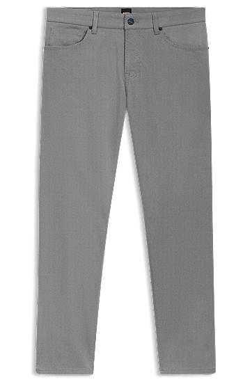 Housut BOSS Maine Regular-Fit Micro-Patterned Stretch Cotton Trousers Harmaa | 50543935, 0