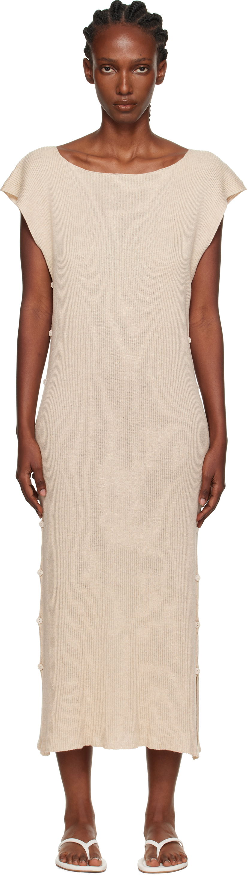 Mekko Baserange Baserange Franca Maxi Dress Beige | DRFR-LS-AU25