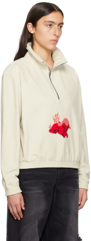Huppari We11done Pony Fleece Half-Zip Sweatshirt Valkoinen | WD-TS3-23-893-U-WH, 1