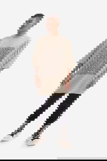 T-paita Rick Owens Knit Jumbo Short Sleeve T-Shirt with Wesendonck Lieder Wagner Print from DRKSHDW Spring Summer 2023 Collection Beige | DU01C6274.RNEP3.PEARL, 2