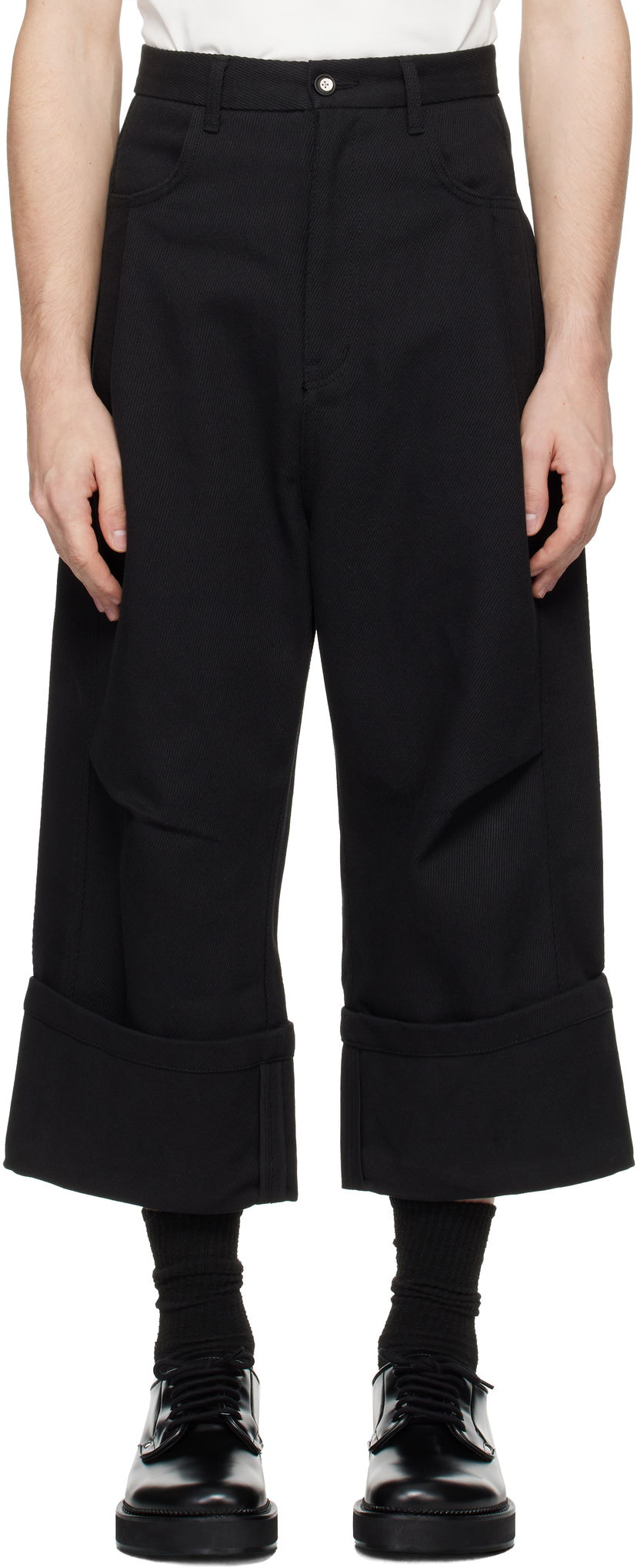 Housut ADER ERROR Trousers With Cuffed Hems Musta | BN01FWBT0102BK