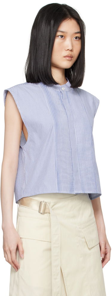 Crop top Helmut Lang Sleeveless Tuxedo Shirt Sininen | O05HW598, 1