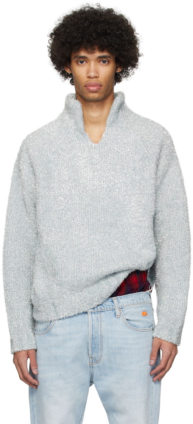 Villapaita ERL ERL Metallic Funnel Neck Sweater Sininen | ERL08N357