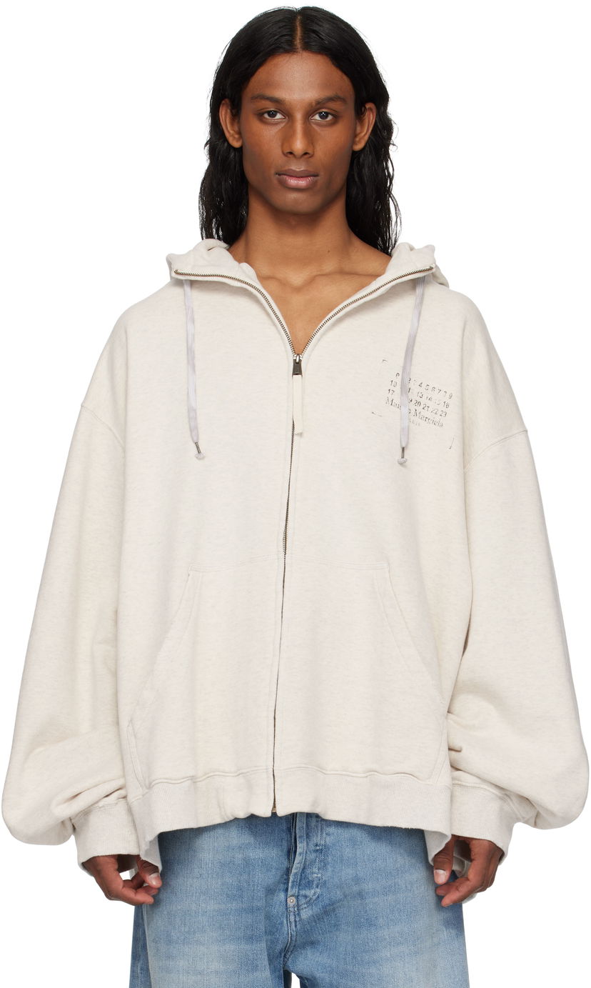 Huppari Maison Margiela Maison Margiela Stamp Logo Zip Hoodie Beige | S50HG0048 S25614