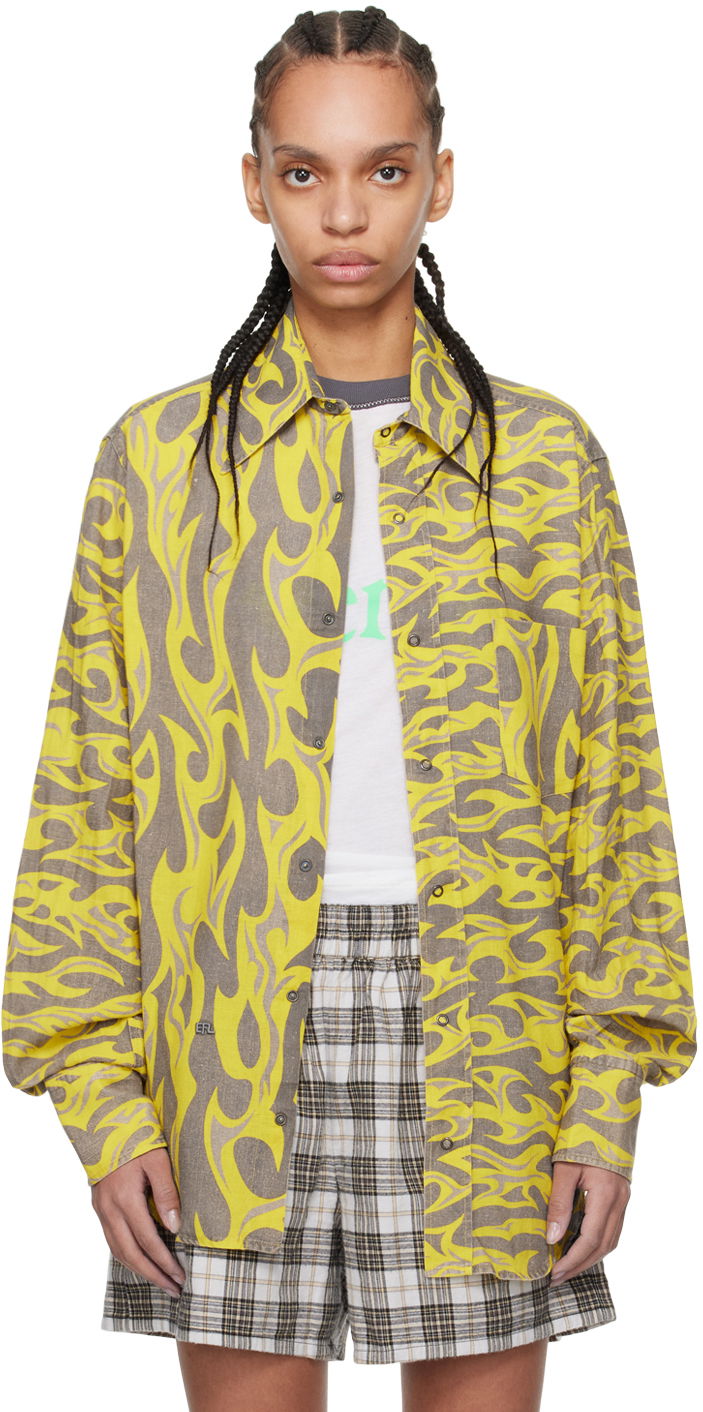 Paita ERL ERL Flame Print Relaxed Shirt Keltainen | ERL08B004, 0