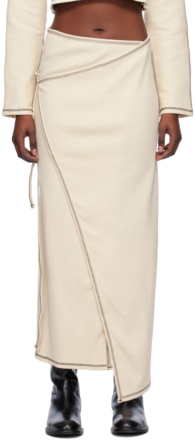 Hame Baserange Wrap Midi Skirt Beige | SKGW-RIB-SP24