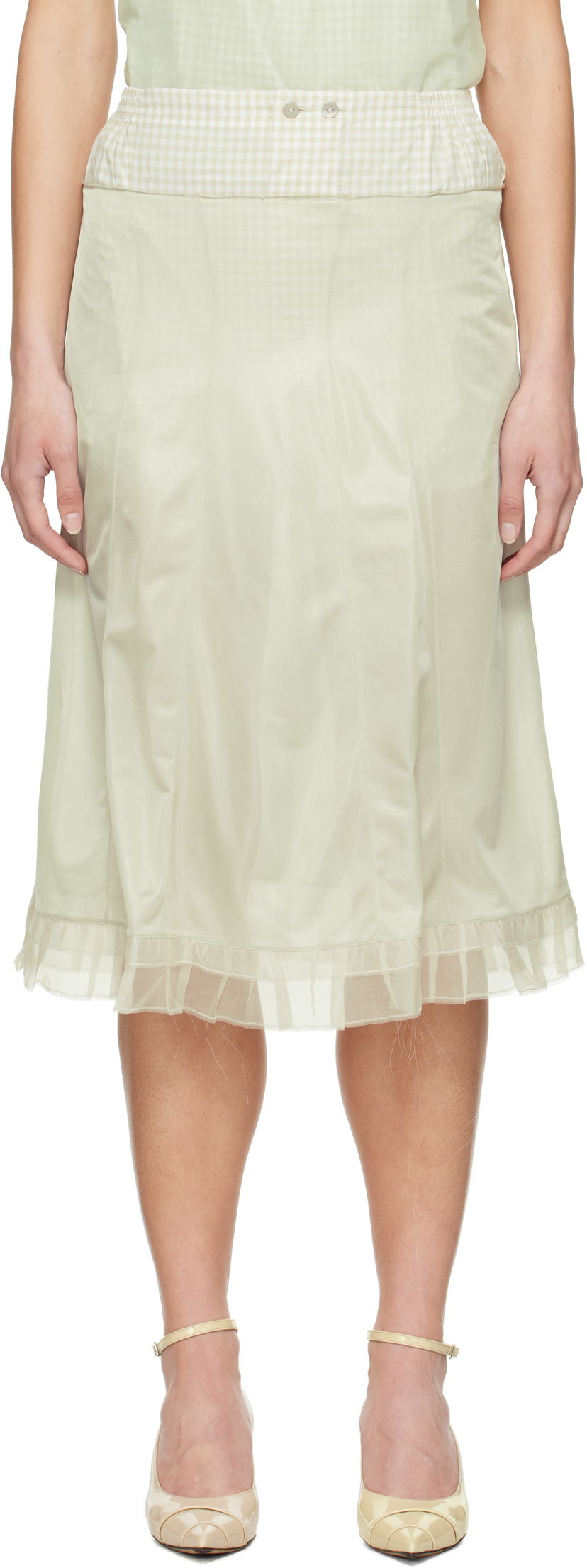 Hame Maison Margiela Maison Margiela 'Anonymity Of The Lining' Midi Skirt Vihreä | S51ME0030 MTJ022