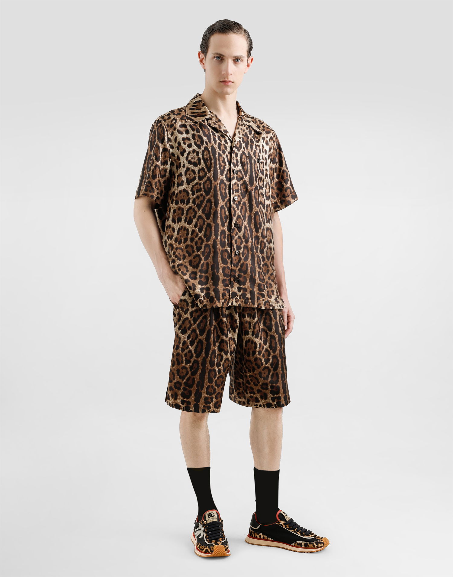 Shortsit Dolce & Gabbana Dolce & Gabbana Leopard-Print Silk Shorts Monivärinen | GV37ATIS1B7HY13M, 1