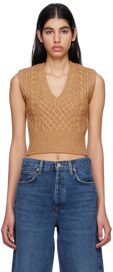 Villapaita rag & bone Elizabeth Cable Knit Vest Ruskea | WAS22HS031SM31, 0