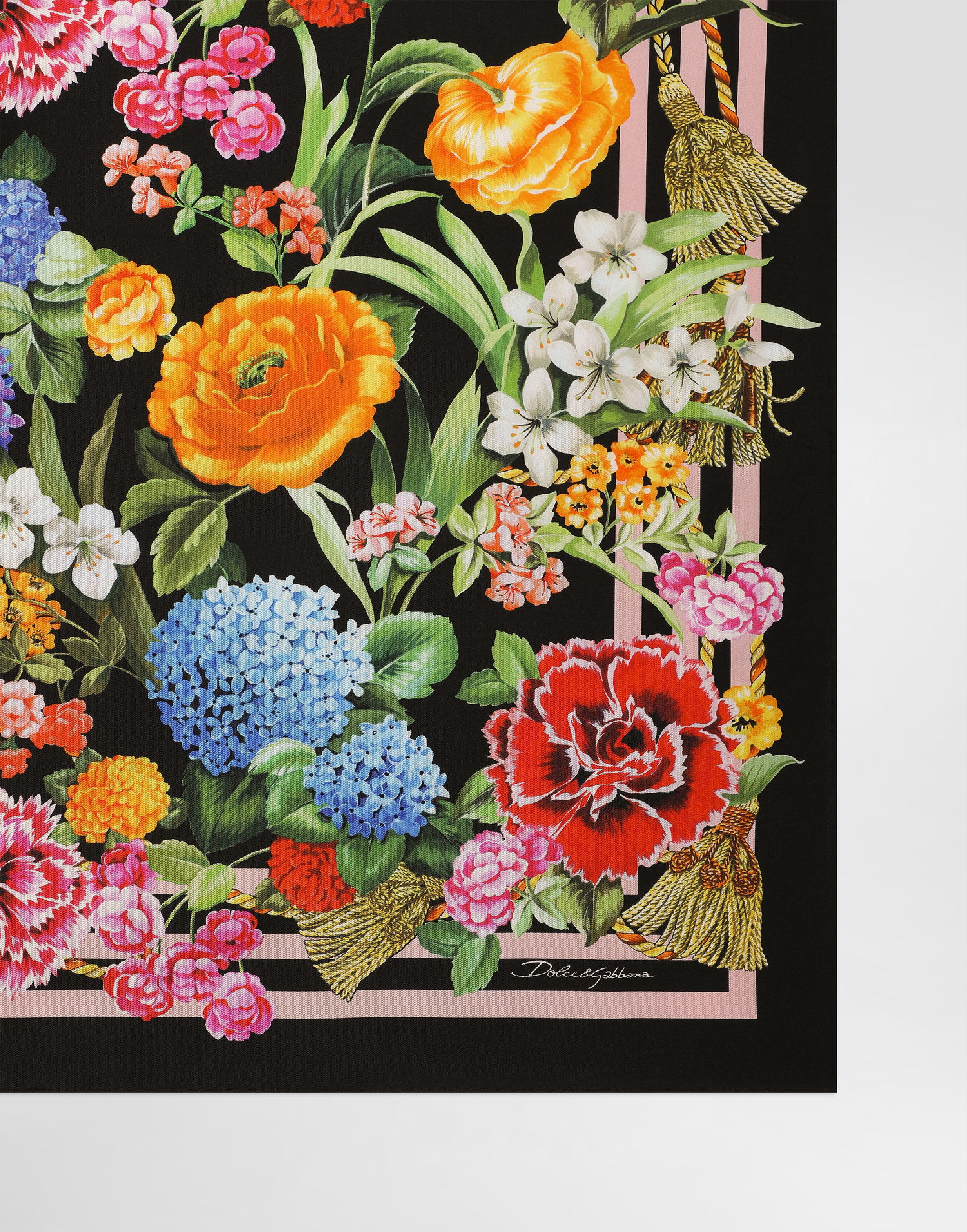 Huivi Dolce & Gabbana Dolce & Gabbana Floral Print Silk Twill Square Scarf Musta | FN090RGDCV9H45KU, 1