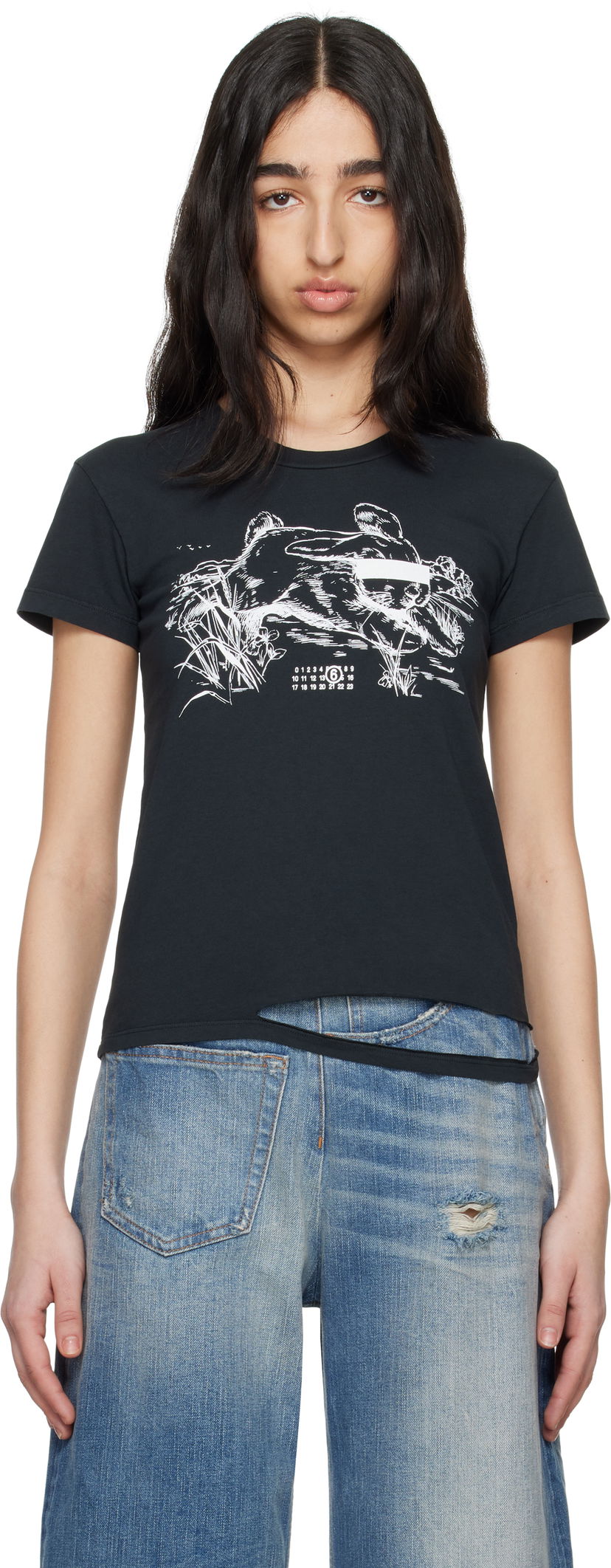 T-paita Maison Margiela MM6 Maison Margiela Rabbit Print T-Shirt Musta | S62GD0199 M20108
