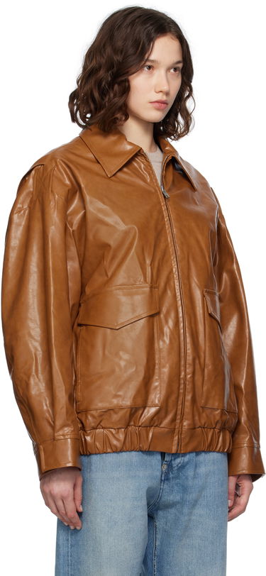 Bomber-takki Maison Margiela MM6 Maison Margiela Oversized Faux-Leather Bomber Jacket Ruskea | S52AM0325 M35465, 1