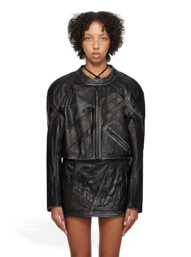 Takki Acne Studios Patchwork Leather Jacket Musta | A70152-