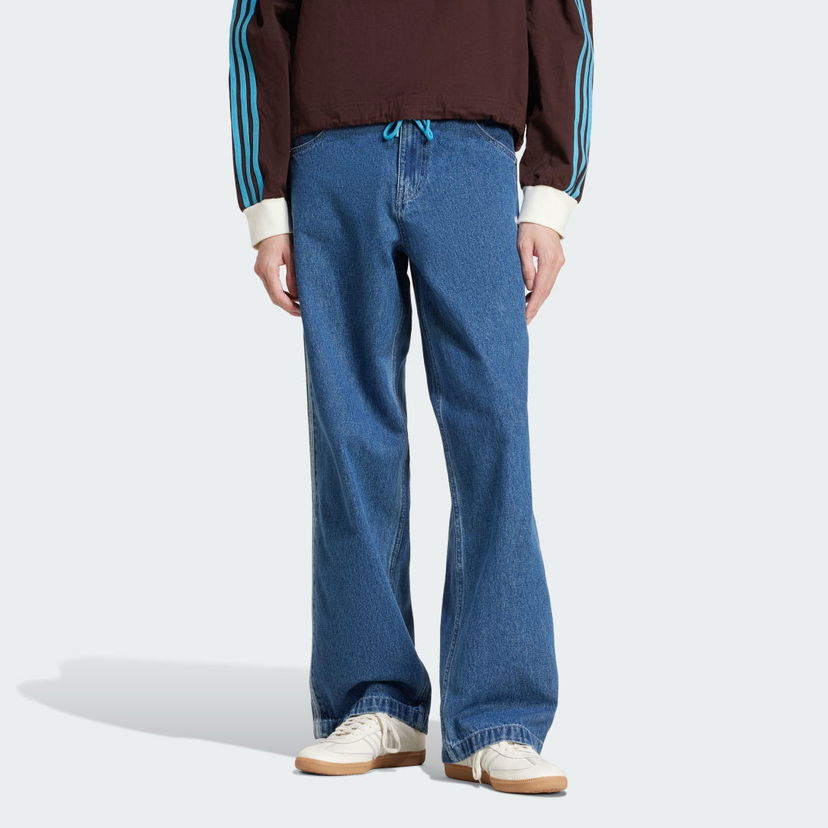 Jeans adidas Performance Adicolor Firebird Denim Wide Leg Pants Sininen | JC6234
