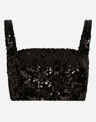 Crop top Dolce & Gabbana Sequined Crop Top With Straps Musta | F79AATHLMZMN0000, 0
