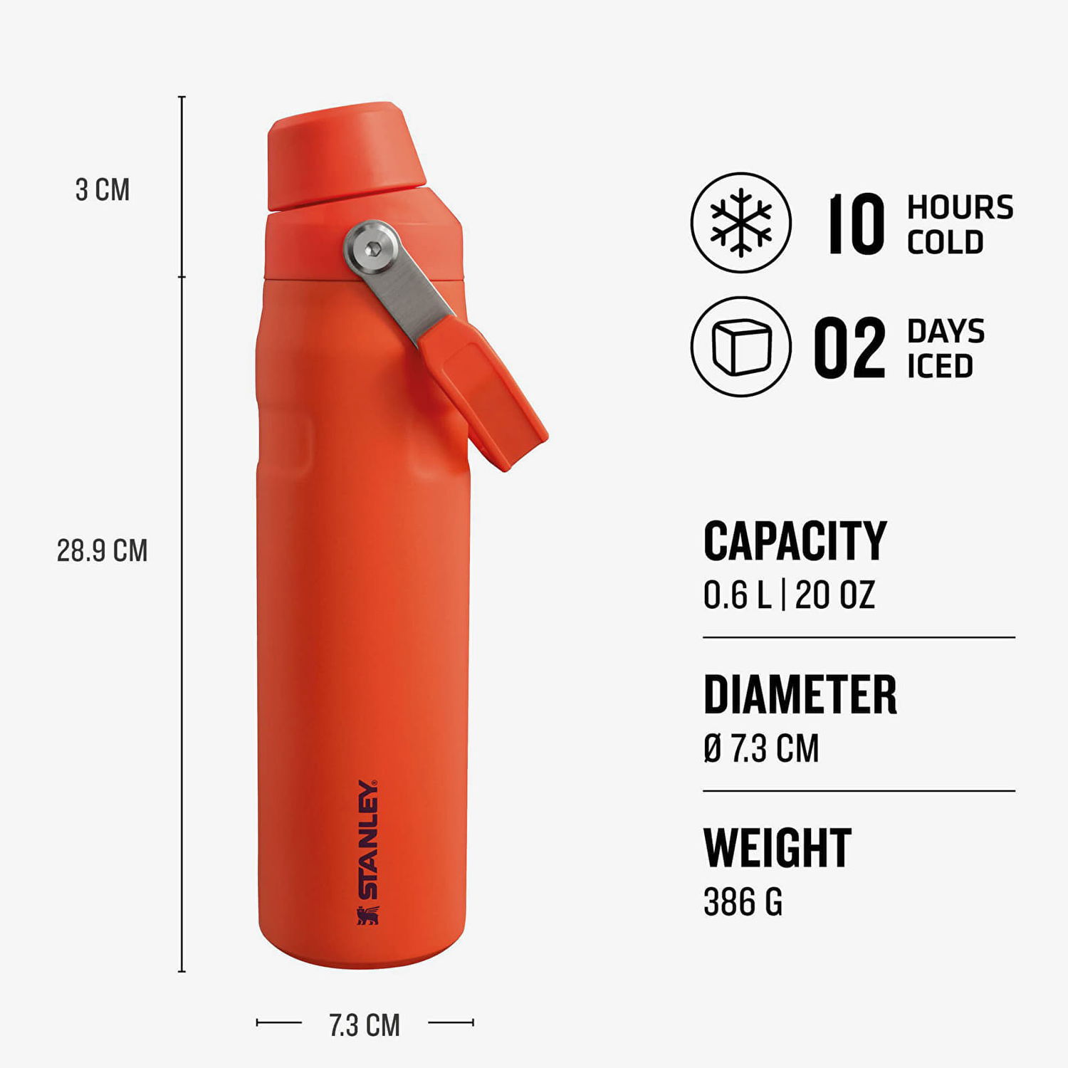 Juomapullo Stanley Aerolight IceFlow Fast Flow Water Bottle 600ml Oranssi | 10-12515-003, 1
