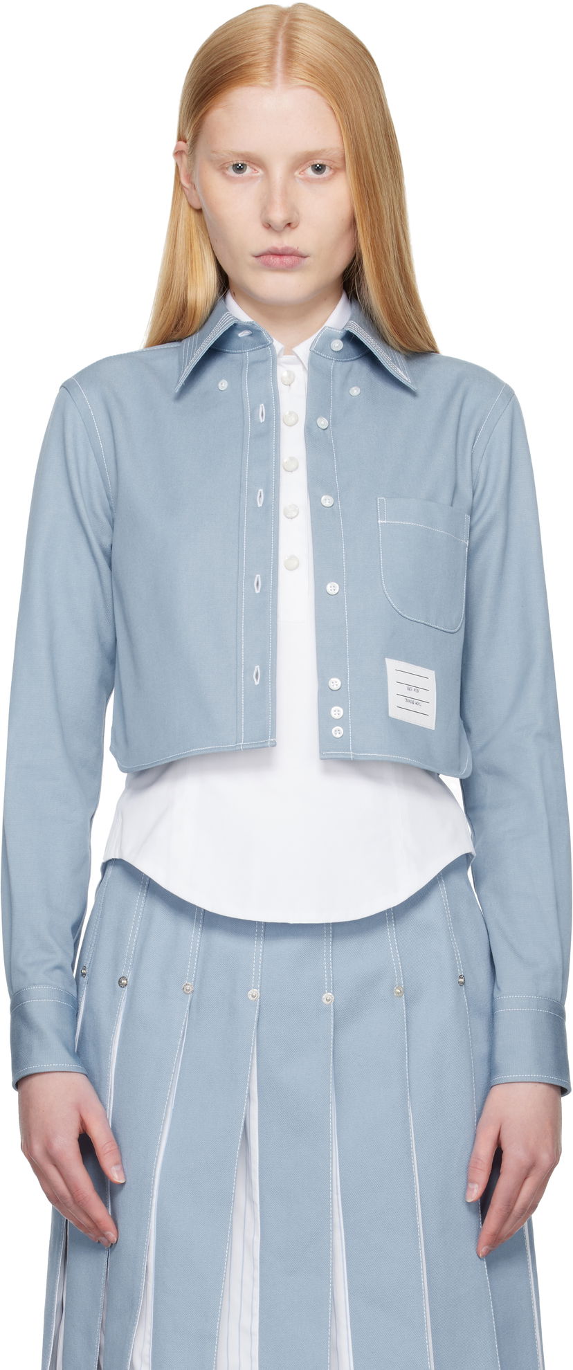 Paita Thom Browne Thom Browne Classic Cropped Long Sleeve Shirt Sininen | FLL183A-F0991