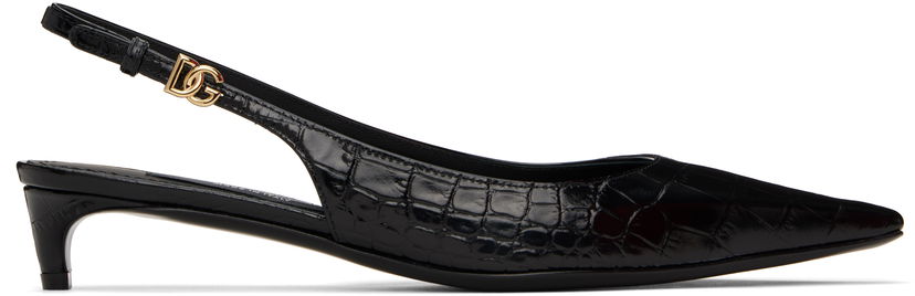 Tennarit ja kengät Dolce & Gabbana Calfskin Slingback Heels Musta | CG0804 A5491